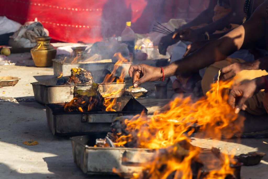 aghori baba in bhubaneswar performing tantric ritual temple background